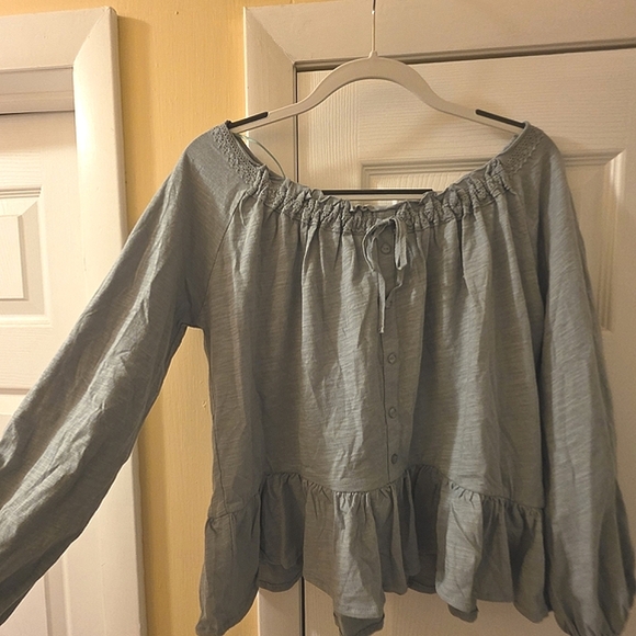 Hem & Thread - Mint Sage Cotton Peplum Boho Blouse ‐ Size M - Picture 6 of 10